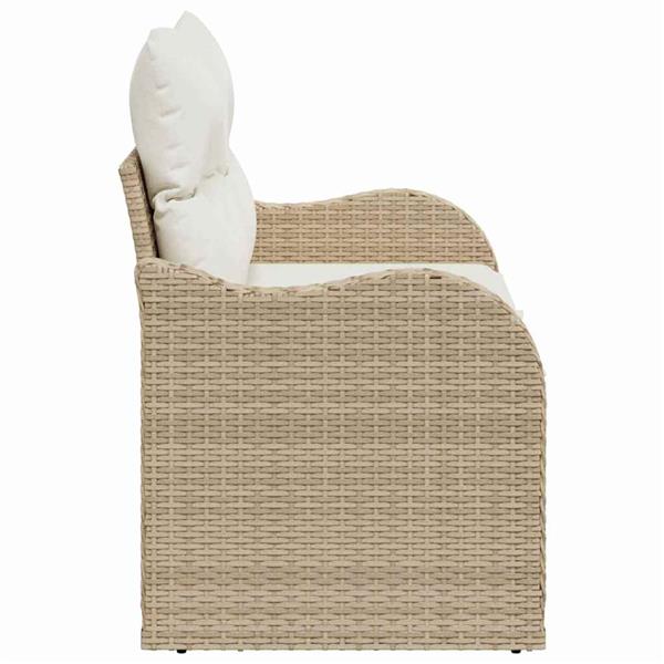 Grote foto vidaxl tuinbank met kussen beige 121 x 62 x 69cm poly rattan tuin en terras tuinmeubelen