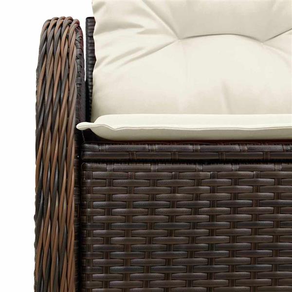 Grote foto vidaxl tuinbank met kussen bruin 121 x 62 x 69cm poly rattan tuin en terras tuinmeubelen