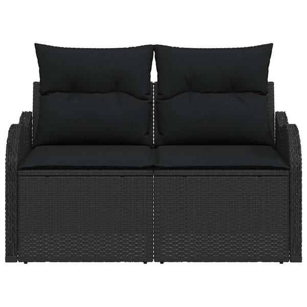 Grote foto vidaxl tuinbank met kussen zwart 121 x 62 x 69cm poly rattan tuin en terras tuinmeubelen