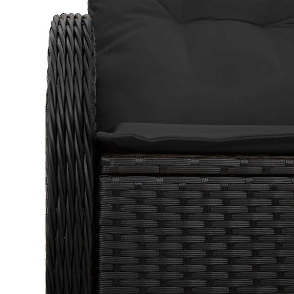 Grote foto vidaxl tuinbank met kussen zwart 121 x 62 x 69cm poly rattan tuin en terras tuinmeubelen