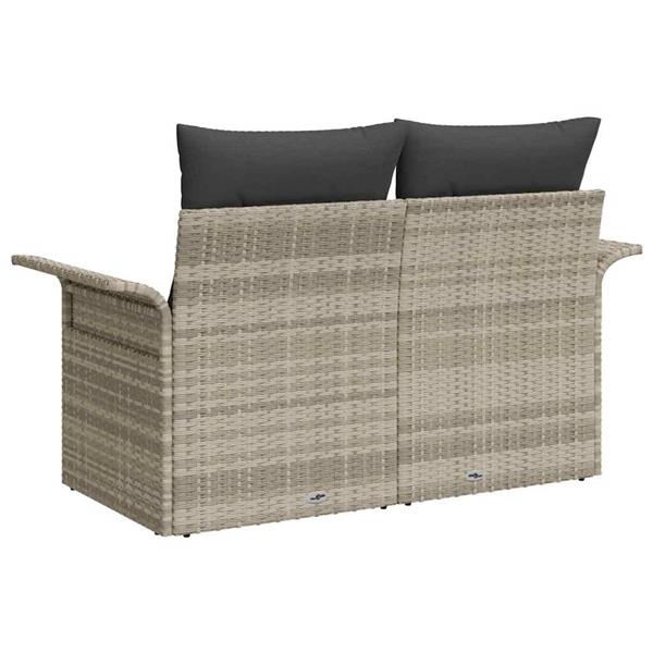 Grote foto vidaxl tuinbank met kussen lichtgrijs 141 x 62 x 69cm poly rattan tuin en terras tuinmeubelen