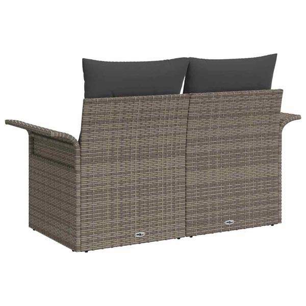 Grote foto vidaxl tuinbank met kussen grijs 141 x 62 x 69cm poly rattan tuin en terras tuinmeubelen