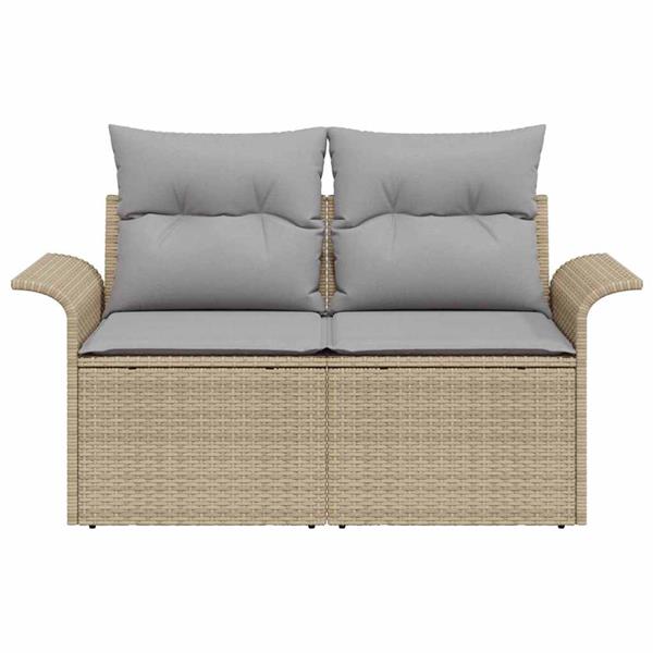 Grote foto vidaxl tuinbank met kussen beige 141 x 62 x 69cm poly rattan tuin en terras tuinmeubelen