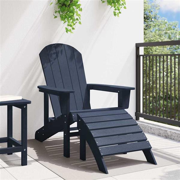 Grote foto vidaxl adirondack stoel marineblauw 74 x 82 x 92cm hdpe tuin en terras tuinmeubelen