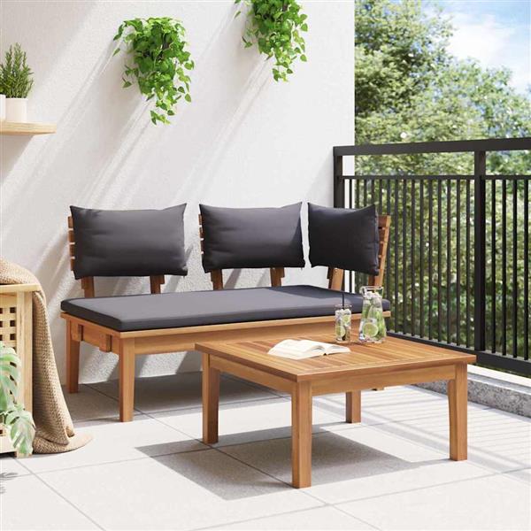 Grote foto vidaxl tuinbank 2 pcs bruin massief teakhout tuin en terras tuinmeubelen
