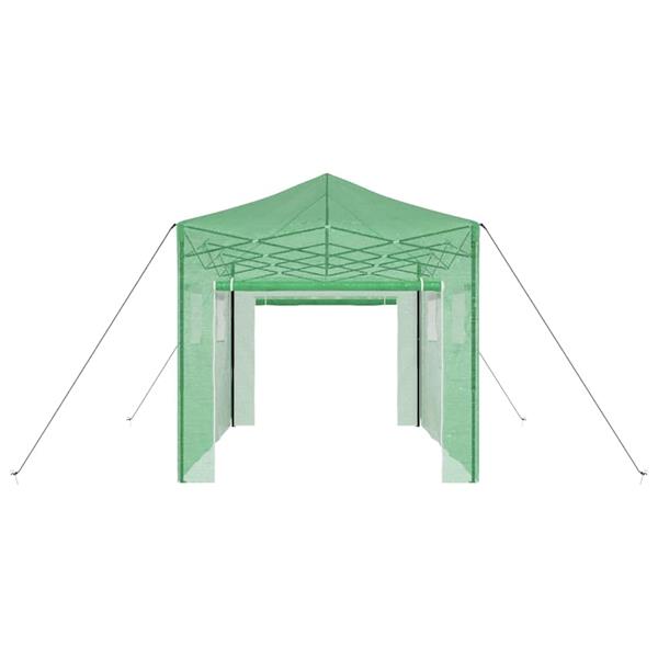 Grote foto vidaxl kas met dak groen 280 x 410 x 315 cm staal tuin en terras overige tuin en terras