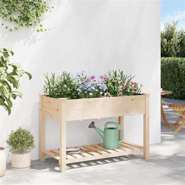 Grote foto vidaxl tuin bloempot beige 115 x 59 x 76.5 cm massief vurenhout tuin en terras overige tuin en terras