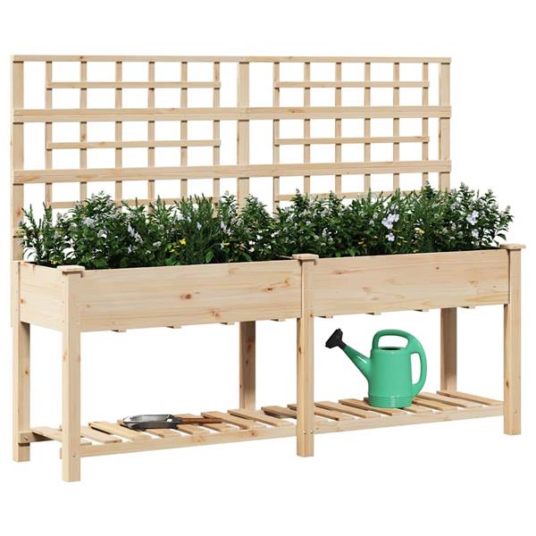 Grote foto vidaxl tuin bloempot beige 203.5 x 54 x 152.5 cm massief vurenhout tuin en terras overige tuin en terras