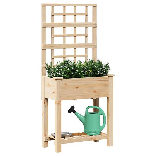 Grote foto vidaxl tuin bloempot beige 71 x 38 x 152 cm massief vurenhout tuin en terras overige tuin en terras