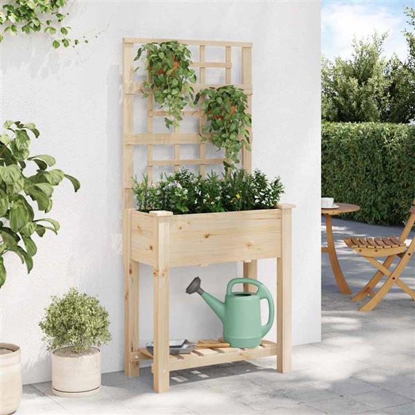 Grote foto vidaxl tuin bloempot beige 71 x 38 x 152 cm massief vurenhout tuin en terras overige tuin en terras