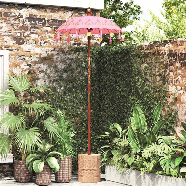 Grote foto vidaxl balinese parasol roze 90 100 x 260 cm katoen en massief hout tuin en terras overige tuin en terras