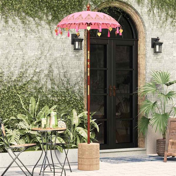 Grote foto vidaxl balinese parasol roze 90 100 x 260 cm katoen en massief hout tuin en terras overige tuin en terras