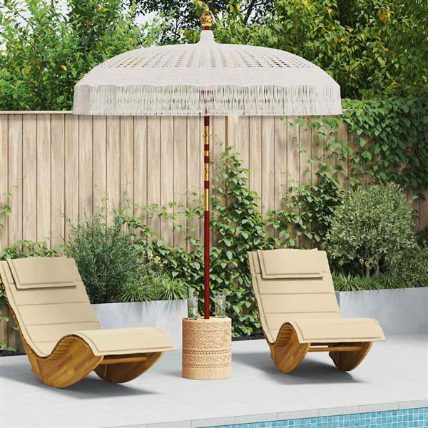 Grote foto vidaxl parasol cr me 185 195 x 250 cm katoen en massief hout tuin en terras overige tuin en terras