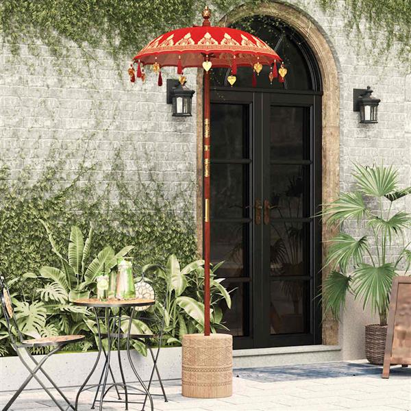 Grote foto vidaxl balinese parasol rood 90 100 x 260 cm katoen en massief hout tuin en terras overige tuin en terras
