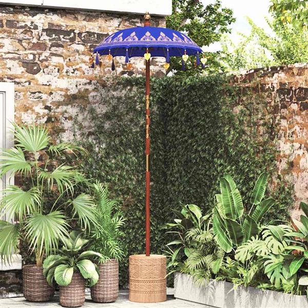 Grote foto vidaxl balinese parasol blauw 90 100 x 260 cm katoen en massief hout tuin en terras overige tuin en terras