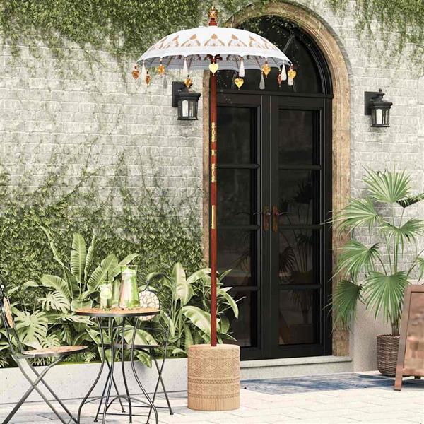 Grote foto vidaxl balinese parasol cr me 90 100 x 260 cm katoen en massief hout tuin en terras overige tuin en terras