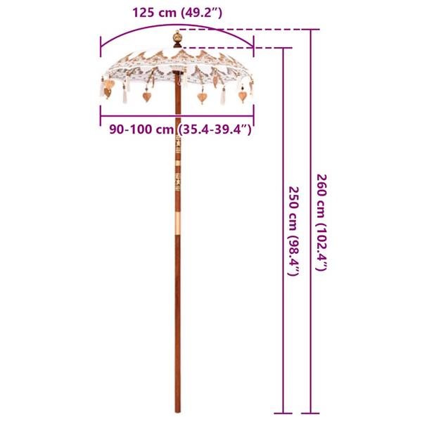 Grote foto vidaxl balinese parasol cr me 90 100 x 260 cm katoen en massief hout tuin en terras overige tuin en terras