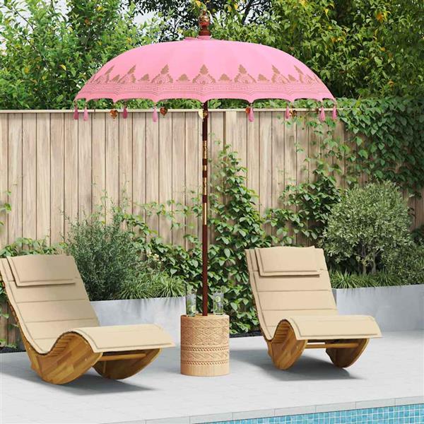 Grote foto vidaxl balinese parasol roze 180 190 x 260 cm katoen en massief hout tuin en terras overige tuin en terras