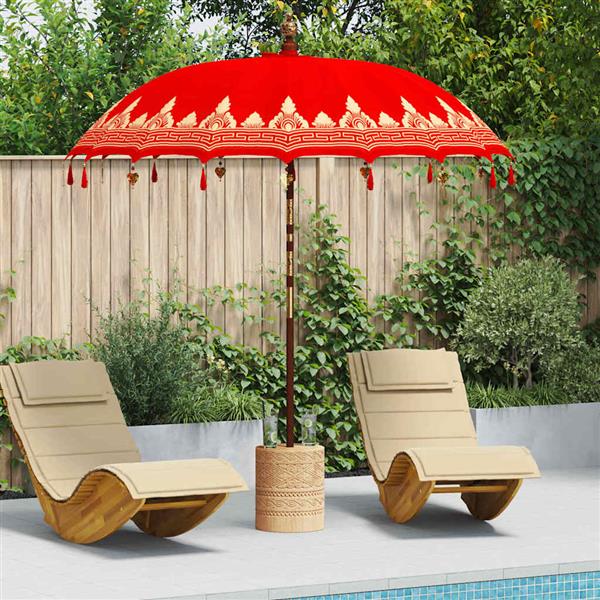 Grote foto vidaxl balinese parasol rood 210 220 x 260 cm katoen en massief hout tuin en terras overige tuin en terras