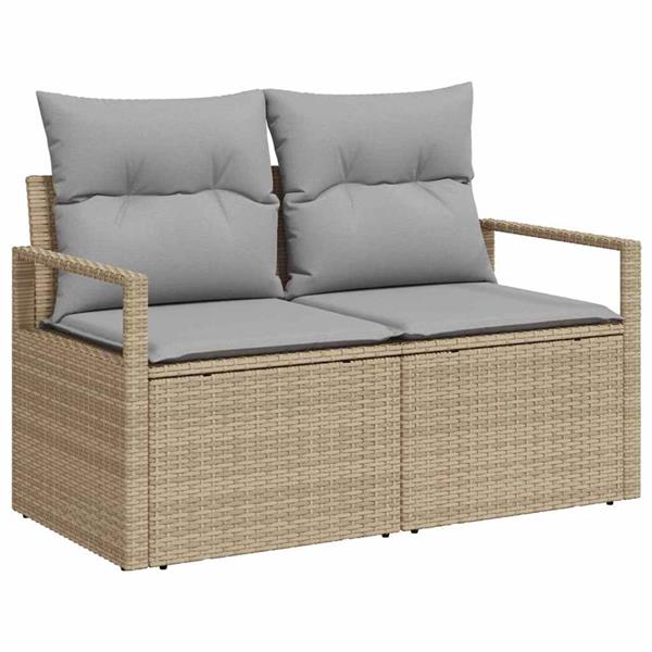 Grote foto vidaxl tuinbank met kussen beige 120 x 62 x 69cm poly rattan tuin en terras tuinmeubelen