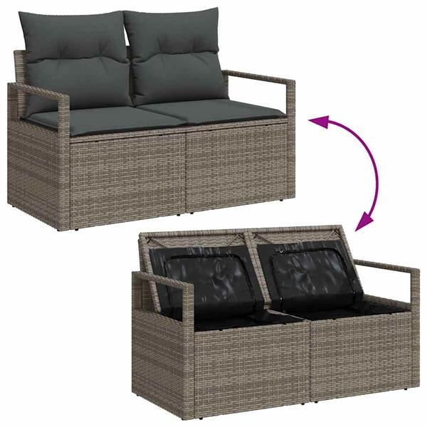 Grote foto vidaxl tuinbank met kussen grijs 120 x 62 x 69cm poly rattan tuin en terras tuinmeubelen