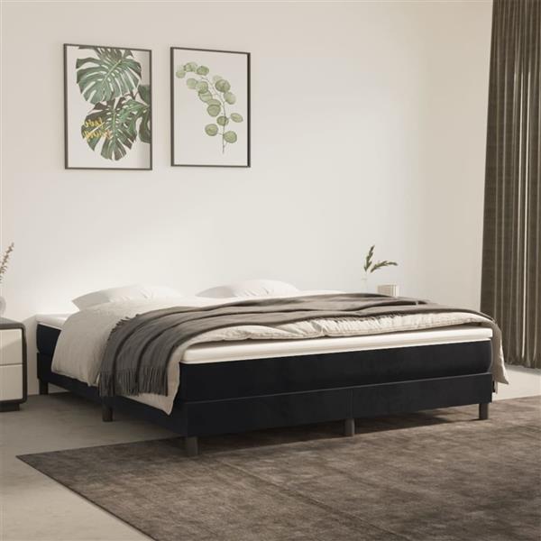 Grote foto vidaxl bedframe zonder matras 160x200 cm fluweel zwart antiek en kunst stoelen en banken