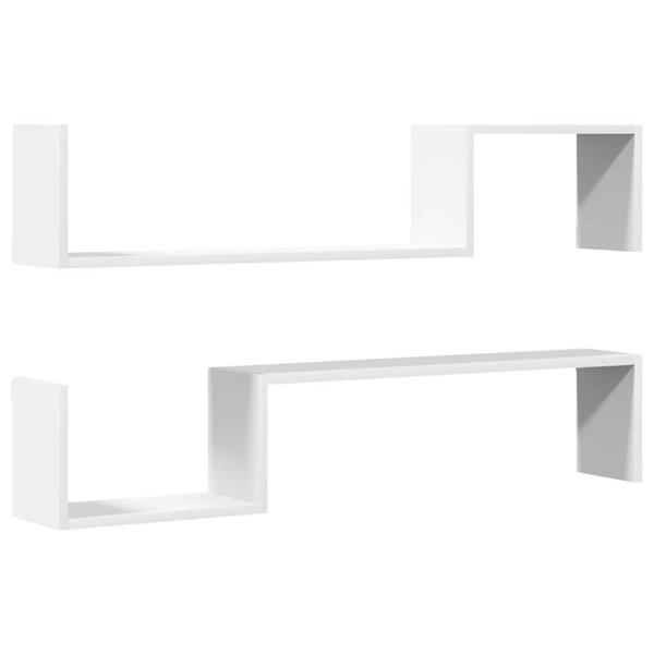 Grote foto vidaxl wandschappen 2 st 100x15x20 cm bewerkt hout wit huis en inrichting woningdecoratie