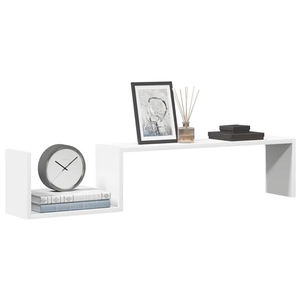 Grote foto vidaxl wandschappen 2 st 100x15x20 cm bewerkt hout wit huis en inrichting woningdecoratie