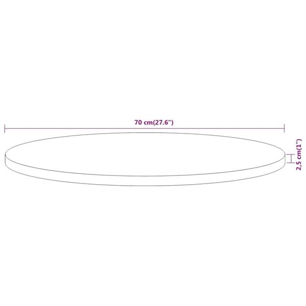 Grote foto vidaxl tafelblad rond 70x2 5 cm massief acaciahout antiek en kunst stoelen en banken