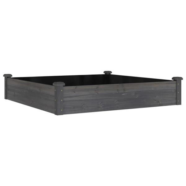 Grote foto vidaxl plantenbak verhoogd met voering 120x120x25 cm vurenhout grijs tuin en terras overige tuin en terras