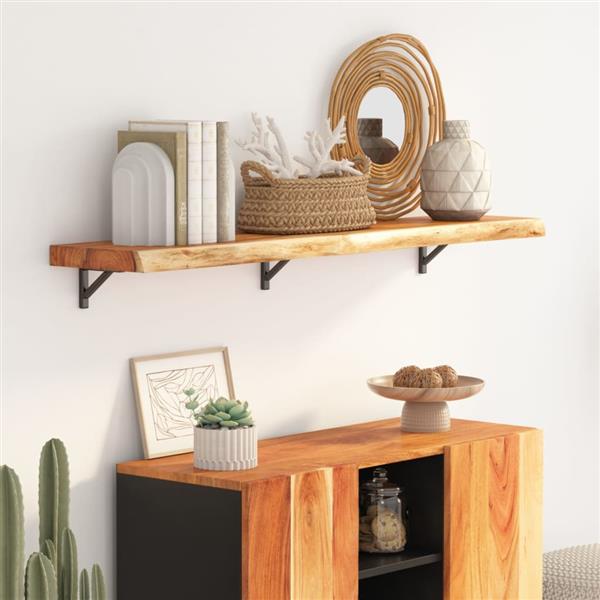 Grote foto vidaxl wandschap rechthoekig natuurlijke rand 120x20x2 5 cm acaciahout antiek en kunst stoelen en banken