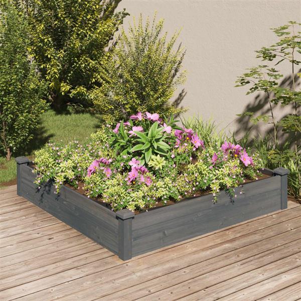 Grote foto vidaxl plantenbak verhoogd met voering 120x120x25 cm vurenhout grijs tuin en terras overige tuin en terras