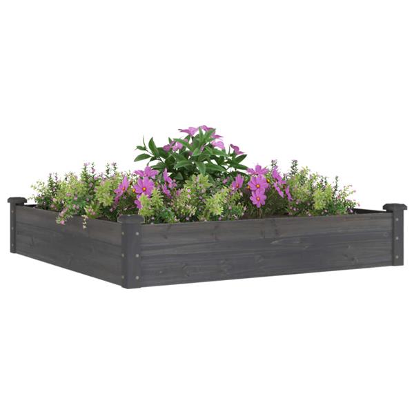 Grote foto vidaxl plantenbak verhoogd met voering 120x120x25 cm vurenhout grijs tuin en terras overige tuin en terras