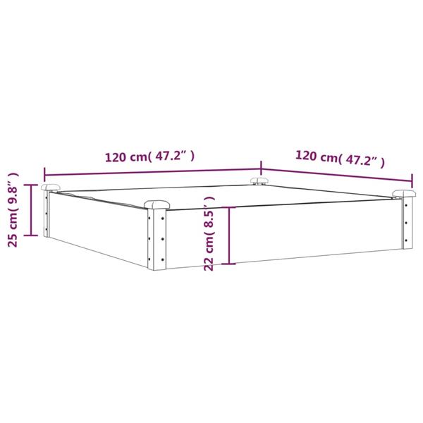 Grote foto vidaxl plantenbak verhoogd met voering 120x120x25 cm vurenhout grijs tuin en terras overige tuin en terras
