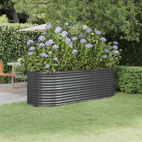 Grote foto vidaxl plantenbak 224x80x68 cm gegalvaniseerd staal antracietkleurig tuin en terras overige tuin en terras