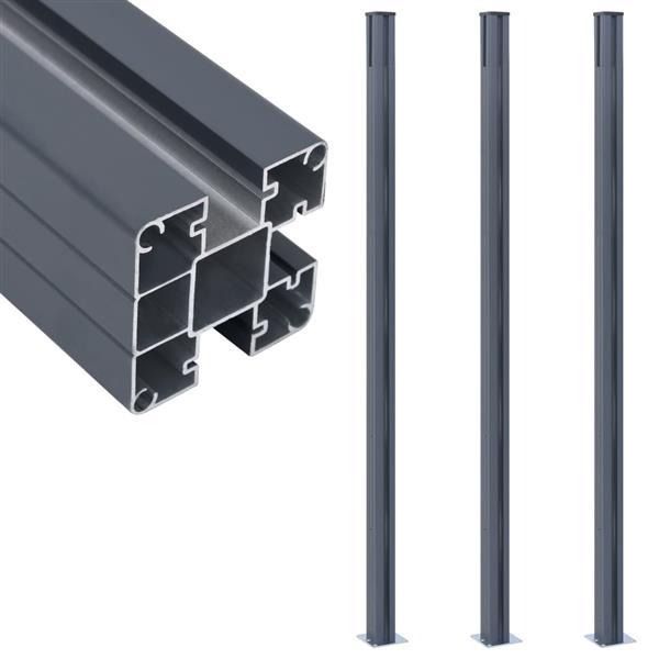 Grote foto vidaxl schuttingpalen 3 st 185 cm aluminium donkergrijs tuin en terras overige tuin en terras