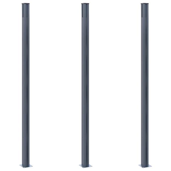 Grote foto vidaxl schuttingpalen 3 st 185 cm aluminium donkergrijs tuin en terras overige tuin en terras