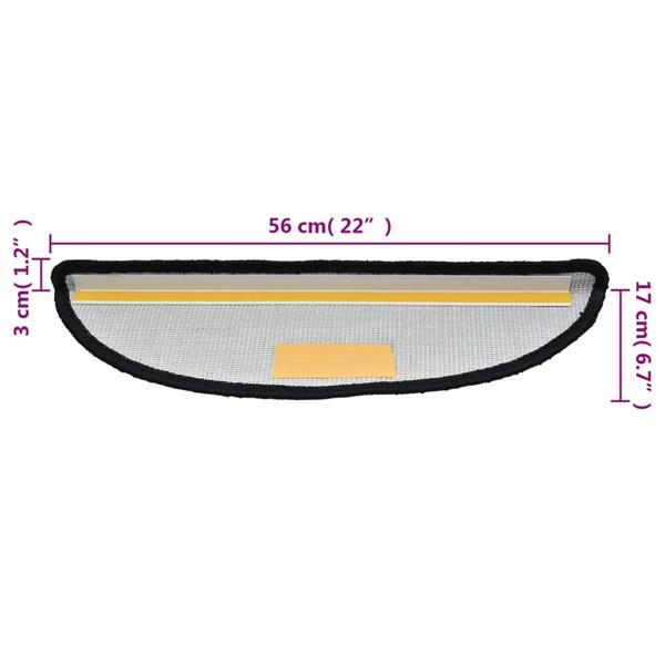 Grote foto vidaxl trapmatten 15 st 56x17x3 cm zwart halfrond huis en inrichting overige huis en inrichting