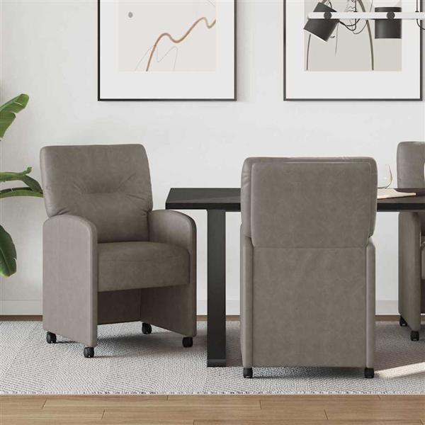 Grote foto vidaxl eetstoelen met wielen 2 pcs grijs 57 x 67 x 95 cm kunstleer huis en inrichting stoelen