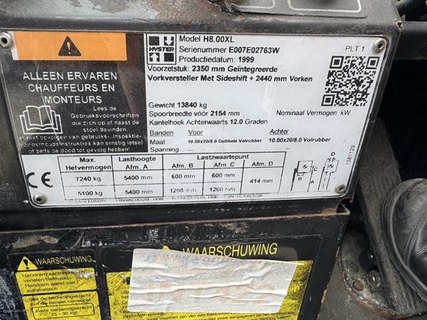 Grote foto hyster h8.00xl duplo 525 sideshift fork positioner 6 cilinder perkins diesel 1999 agrarisch heftrucks
