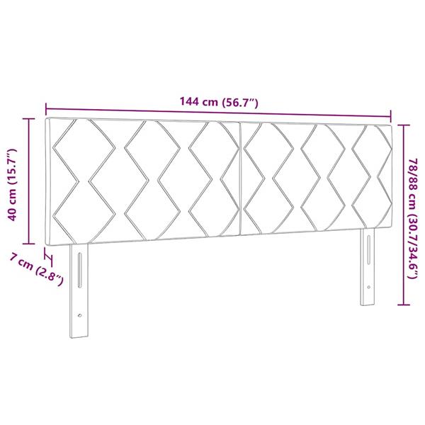 Grote foto vidaxl stoffen hoofdbord geometrisch met hoofdeinde zwart 144 cm stof antiek en kunst stoelen en banken
