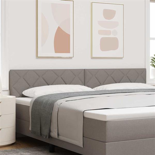 Grote foto vidaxl stoffen hoofdbord geometrisch met hoofdeinde taupe 200 cm stof antiek en kunst stoelen en banken