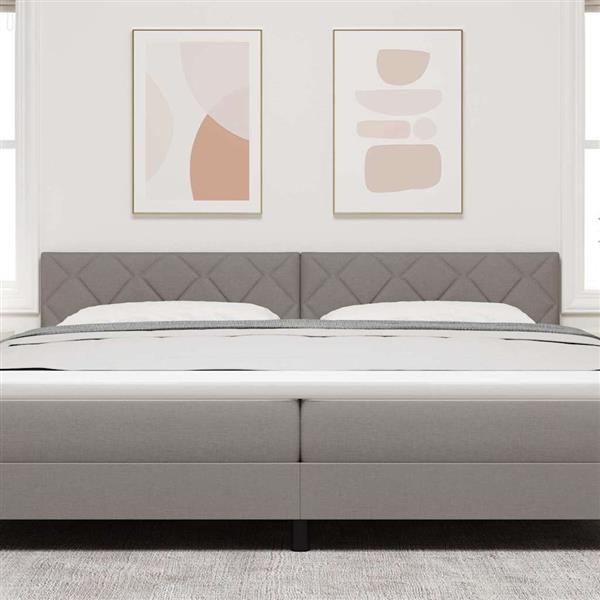 Grote foto vidaxl stoffen hoofdbord geometrisch met hoofdeinde taupe 200 cm stof antiek en kunst stoelen en banken