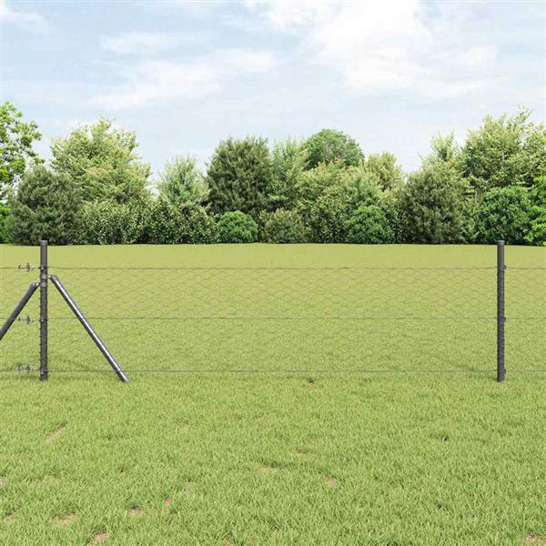 Grote foto vidaxl hexagon hek grijs 0.4 x 25 m staal tuin en terras hekken en schuttingen