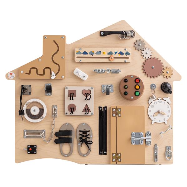Grote foto sensorisch busy bord huis xl hout wandboard hangend kinderen en baby overige