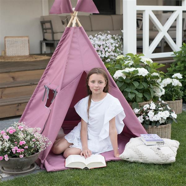 Grote foto outdoor tipi speeltent dark pink voor binnen en buiten outdoor tipi tent mat vlaggen kinderen en baby overige