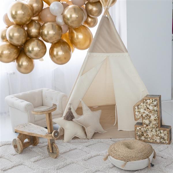 Grote foto tipi tent beige velvet katoen met kanten afwerking tipi tent kinderen en baby overige