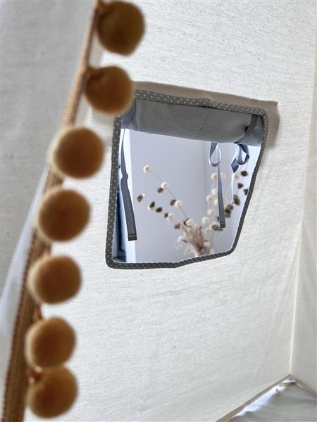 Grote foto tipi tent grijs ecru met pompons katoen met velvet tipi tent kinderen en baby overige