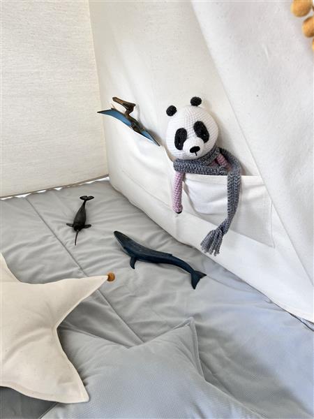 Grote foto tipi tent grijs ecru met pompons katoen met velvet tipi tent kinderen en baby overige