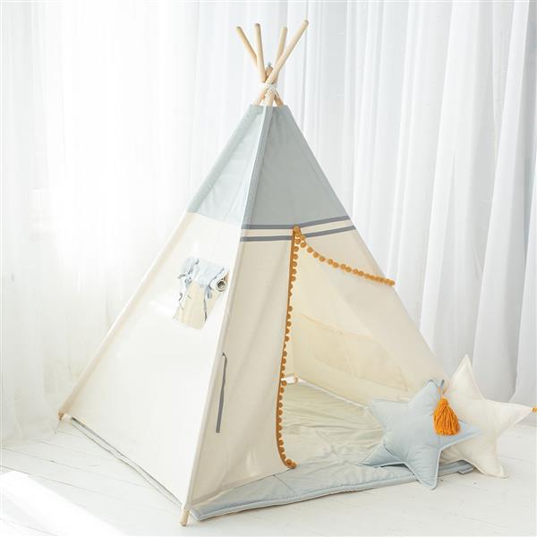 Grote foto tipi tent grijs ecru met pompons katoen met velvet tipi tent kinderen en baby overige